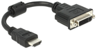 Adapter Delock HDMI - DVI 20 cm Black (4043619653270)