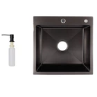 Кухонна мийка інтегрована + дозатор Lidz H5050B 3.0/1.0 мм Brush Black (LDH5050BPVD3008)