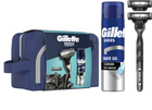 Zestaw upominkowy Gillette Mach3 Charchoal Maszynka do golenia dla mężczyzn z 2 wymiennymi wkładami + Żel do golenia 200 ml + Kosmetyczka (8700216534338)