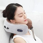 Вібромасажна дорожня подушка, тревел подушка-масажер U-Shaped Massage Pillow, масажна подушка для шиї з USB зарядкою, сіра з коричневим