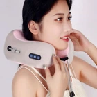 Вібромасажна дорожня подушка, тревел подушка-масажер U-Shaped Massage Pillow, масажна подушка для шиї з USB зарядкою, рожева