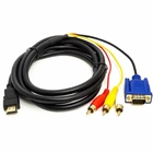 Кабель мультимедийный HDMI to VGA / 3*RCA 1.0m 1080p PowerPlant (CA912018)[19673]
