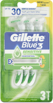 Jednorazowe maszynki do golenia Gillette Blue3 Sensitive dla mężczyzn 3 szt (7702018490080)