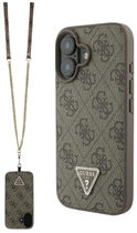 Панель Guess Hardcase Leather Metal Logo Strass Crossbody для Apple iPhone 16 Brown (GUHCP16SP4TDSCPW)