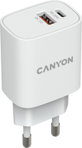 Ładowarka sieciowa Canyon H-20-04 PD QC 3.0 USB-A USB-C White (CNE-CHA20W04)