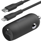 Автомобільний зарядний пристрій Belkin BoostCharge 30W USB-C Car Charger + USB-C - Lightning кабель Black (745883852369)