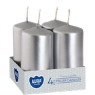 Набір свічок 4 шт. циліндр Bispol AURA Candles Срібний металік (sw40/80-271)