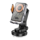 Держатель для телефона автодержатель с беспроводной зарядкой HOCO HW8 Transparent Discovery Edition wireless fast charging car holder Metal Grey (6942007608152)