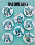 Набір значків Hatsune Miku Хатсуне Міку фан піни на одяг, пенал, рюкзак 8 штук (SVS)