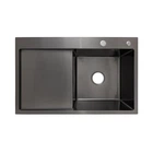 Мийка для кухні інтегрована Lidz Handmade H7849BL ліворуч (LDH6545BPVD43623) Brushed Black PVD 3,0/1,0 мм