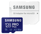 Карта пам'яті Samsung PRO Plus microSDXC 128GB UHS-I U3 V30 A2 + SD адаптер (MB-MD128KB/WW)