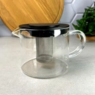 Стеклянный чайник для кипячения с металлическим фильтром 1000 мл Kamille