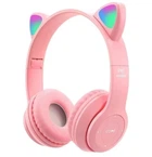 Беспроводные наушники с кошачьими ушками с подсветкой Cat Ear P47M Розовый