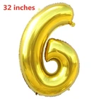 Шарик надувной фольгированный 32 дюйма цифра "6" TV-shop 1347-6 золотой