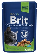 Вологий корм Brit premium для стерилізованих котів з куркою 100 г