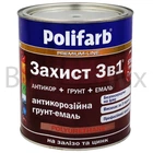 Емаль антикорозійна Polifarb 3в1 для оцинкованого металу 2,5 кг графіт