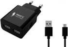 Ładowarka sieciowa Winner Group 2 x USB-A 2.4 A z kablem USB Type-C Black (8591194088292)