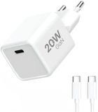 Ładowarka sieciowa Winner Group 1 x USB-C PPS PD 20 W z kablem USB Type-C White (8591194093135)