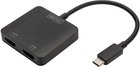 Адаптер Digitus USB-C - 2 x HDMI Black (DS-45338)