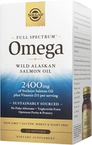 Олія з лосося Solgar Full Spectrum Omega Wild Alaskan Salmon Oil 2400 мг 120 капсул (033984011106)