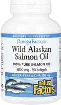 Жирні кислоти Natural Factors Жир дикого аляскинського лосося OmegaFactors Wild Alaskan Salmon Oil 90 гелевих капсул 1000 мг (068958022567)