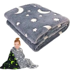 Теплый светящийся в темноте плед для детей и подростков 100×150 см Magic Blanket Серый