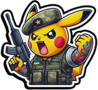 Военный шеврон Shevron.patch злой покемон Пикачу в берете и с автоматом (POKEMON3)