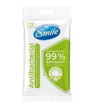 Вологі серветки SMILE Antibaсterial з екстрактом подорожника 15шт. (4820048481953)