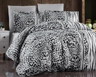 Турецька постільна білизна First Choice Cotton Satin Leopard Black євро