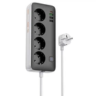 Подовжувач HOCO AC22 Sunlight 4-bit desktop socket (1.5M), 3USB, 1Type-C, 30W, 3A, PD, QC, black