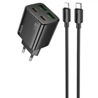 Сетевое зарядное устройство Hoco N55 Fundador PD20W four-port (2USB-A/2C) + Type-C to Lightning Black