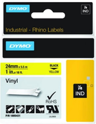 Стрічка для етикеток Dymo Rhino Vinyl 24 мм x 5.5 м Black/Yellow (1805431)