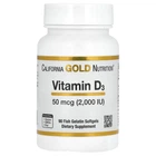 Витамин Д3 California Gold Nutrition (Vitamin D3) 50 мкг 2000 МЕ 90 капсул