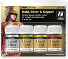 Набір фарб Vallejo Metallic Kit 70.199 Liquid Gold Silver Copper 4 шт x 35 мл (8429551701990)