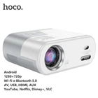 Бездротовий проектор Hoco DT2 (Android, 1280×720р, Wi-Fi, Bluetooth 5.0, AV, USB, HDMI, AUX, YouTube, Netflix, Disney+, VLC) – Біло-сірий