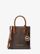 Сумка женская Michael Kors Mercer Extra-Small Logo and Leather Crossbody Bag (коричневая)