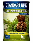 Осіннє мінеральне добриво для хвойних Standart NPK без азоту (0-4-30), 1 кг