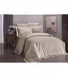 Комплект постільної білизни Deluxe Satin First Choice - First Choice - DLX-06 NOVEL LİNE CAPPUCCİNO - Євро - Бежевий