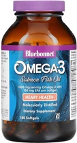 Жирні кислоти Bluebonnet Nutrition Натуральна Омега-3 з лососевого жиру 180 желатинових капсул (743715009530)