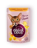 Влажный корм Delickcious для кошек с кроликом и тропическими фруктами в сливочном соусе 80 г