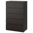 Комод MALM на 6 ящиков IKEA 704.036.06 черно-коричневый