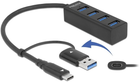 USB-хаб Delock 4-ports USB 3.2 Gen 1 з підключенням USB Type-C or A (4043619638284)