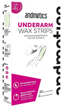 Paski woskowe do depilacji pach Andmetics Underarm Wax Strips 20 szt + 2 chusteczki łagodzące (9120064111236)