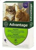 Капли Bayer Адвантейдж 80 для кошек и декоративных кроликов массой 4 - 8 кг 4х0,8 мл 85744984
