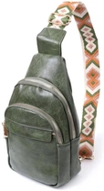Женская сумка-слинг Vintage 16х25х6,5 см зеленая из экокожи через плечо 60725