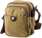 Барсетка текстильная Vintage хаки с молниями карманами и съемным ремешком на плечо 59376