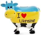 Копилка-коровка "I love Ukraine" 16.5х9х14см керамическая