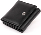 Женский кошелек ST Leather из натуральной кожи черный компактный вертикальный с монетницей 10х9х1 3 см 56538