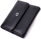 Женский кошелек ST Leather из натуральной кожи с монетницей Тройного сложения Черный 55754