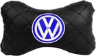 Подушка на підголовник EVAtech ECO 27 х 16 см Volkswagen Чорна з чорною ниткою (SPCRBBV033)